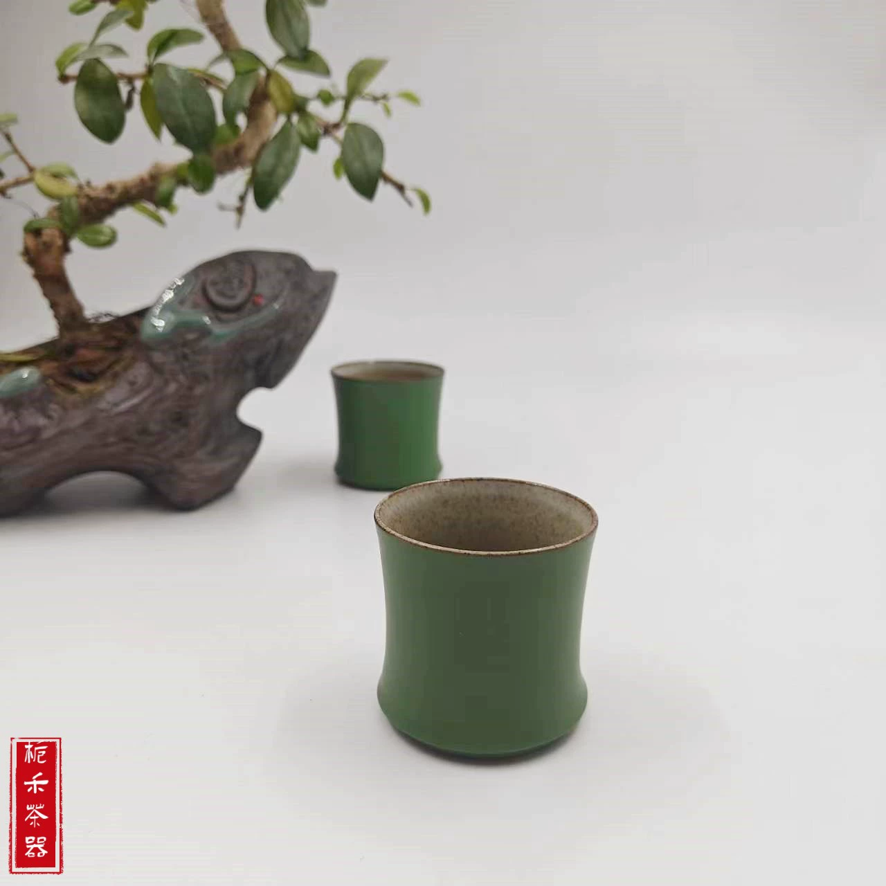 Tea Cup (Sansui) Ceramic, Bamboo‑Inspired Design, 60 ml, Creative Home Teacup