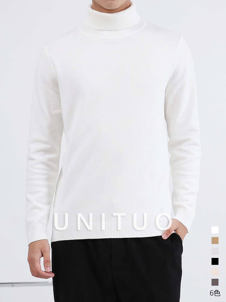 Suéter de cuello alto para hombres otoño y invierno 2025, nuevo estilo de alta calidad, cálido y casual, camiseta de punto.