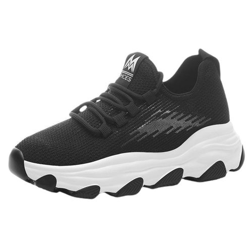 2024 Spring New Casual Women's Shoes Thick Sole Dad Shoe Versatile Fashion Sporty Shoes Flyknit Breathable Women's Shoes