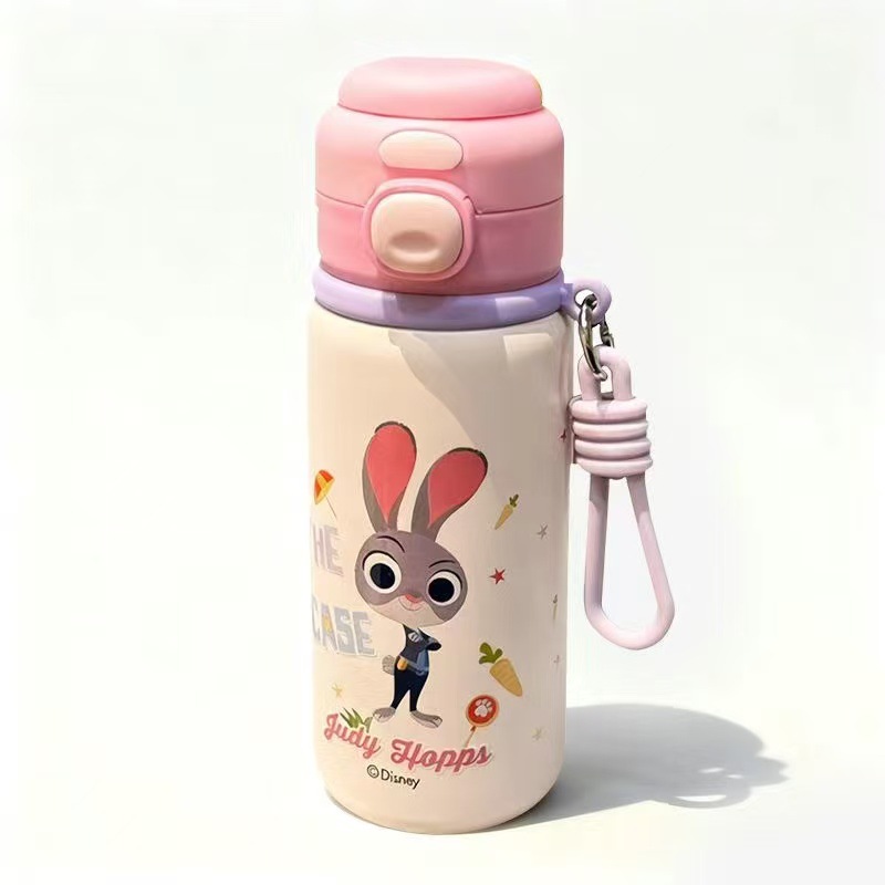 Mad Animal City Judy Nick Taza de calentamiento para chicas lindas tazas de paja portátiles para estudiantes de escuela primaria doble hervidor de agua