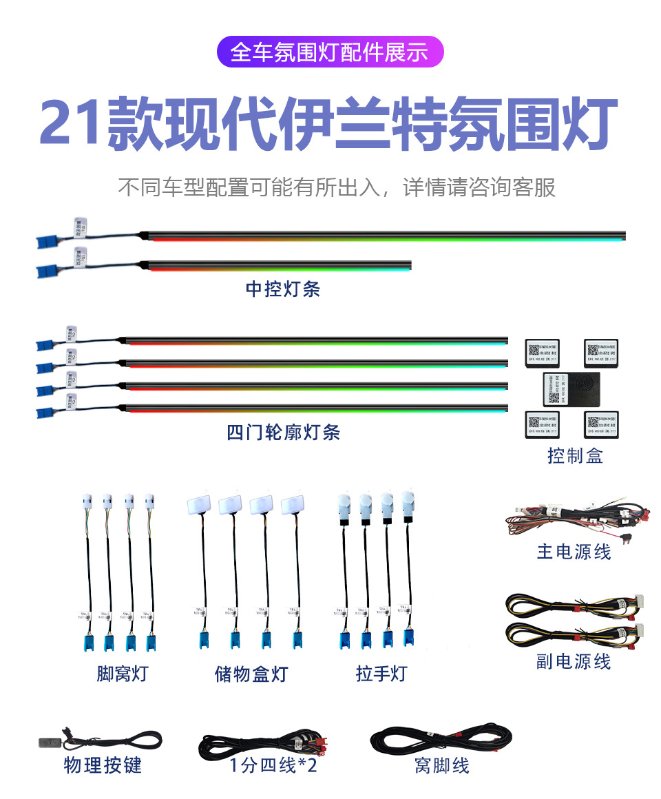 Suitable for Hyundai Elantra atmosphere lamp special car 23 original factory car modified seventh generation atmosphere lamp