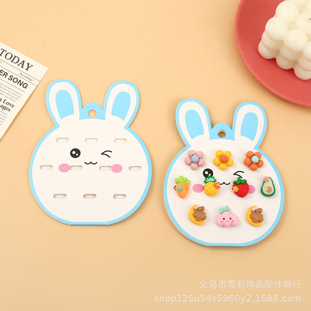 可爱十卡位萌萌兔子头绳卡纸女生发饰皮筋装饰包装卡纸现货批发