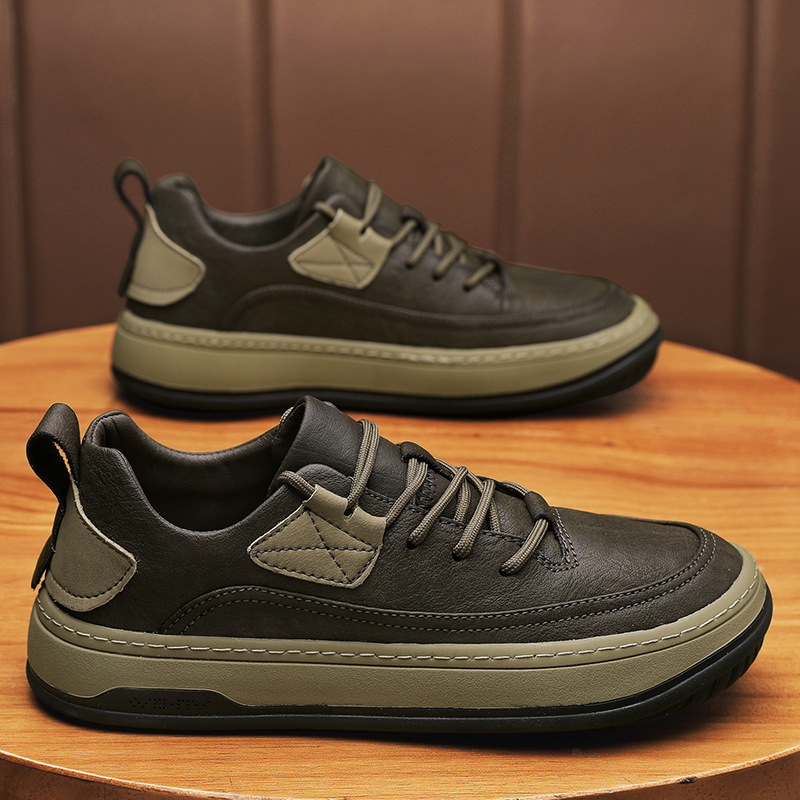 Men's Shoes New Four Seasons Work Business Casual Leather Shoes Men's Thick Sole All-match Retro Labor Protection Board Shoes Personalized Trend