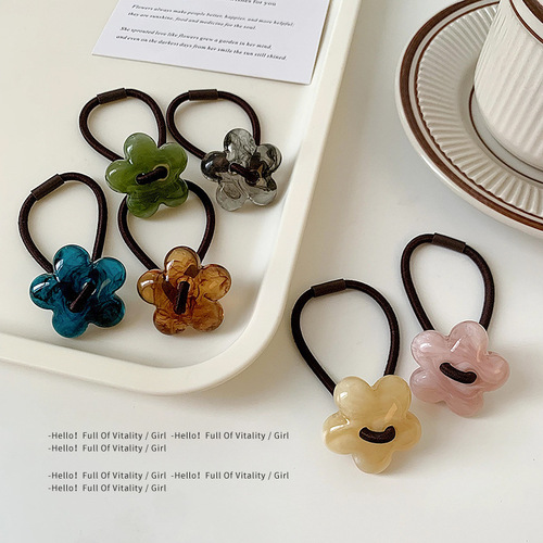 Ink pattern hairband beaded headband women's flower rubber band acrylic hair accessories texture temperament hair rope high elastic headband