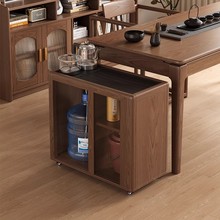 白蜡木可移动茶水柜家用实木茶几移动边几烧水茶桌一体沙发侧边p^