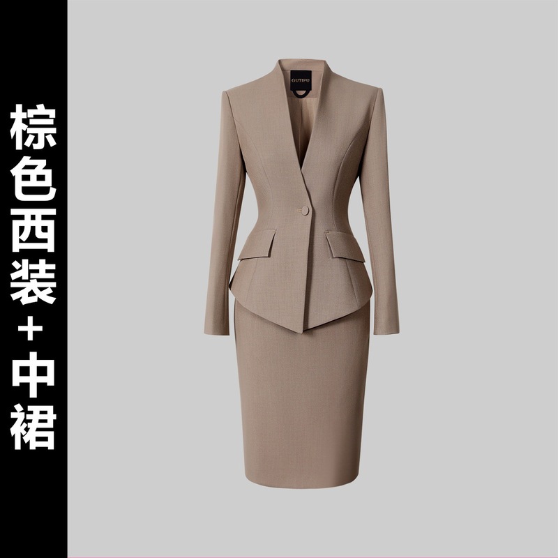案场客服职业装套装女修身气质时尚职场通勤西装外套美容院工作服|undefined