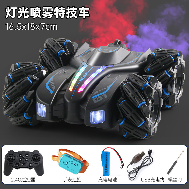 Coche Acrobático de Doble Rociador con Luces y Efectos de Sonido [Azul] - Doble Control Remoto