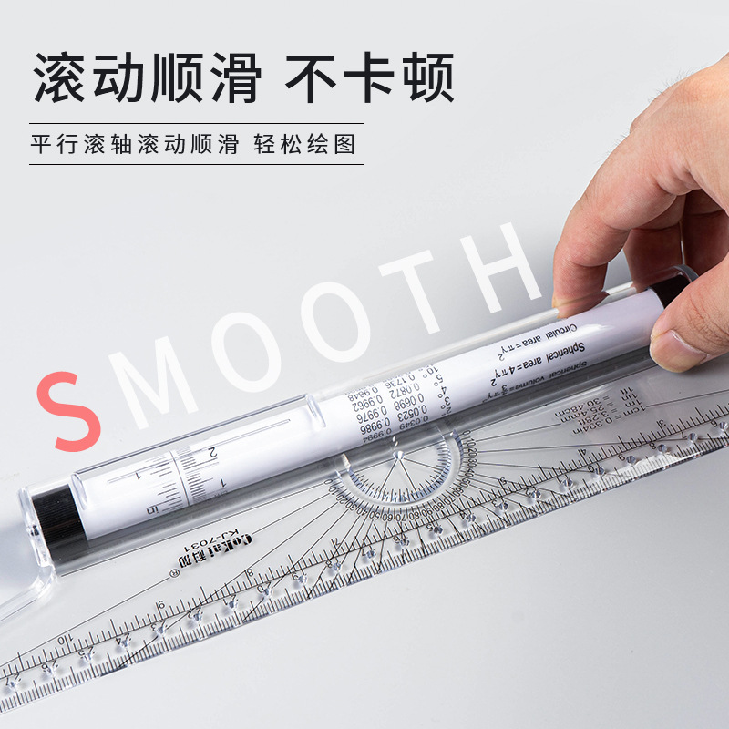 Kejia regla paralela 30cm ángulo de diseño traductor regla de dibujo herramienta profesional multifunción rodante empujador de ángulo