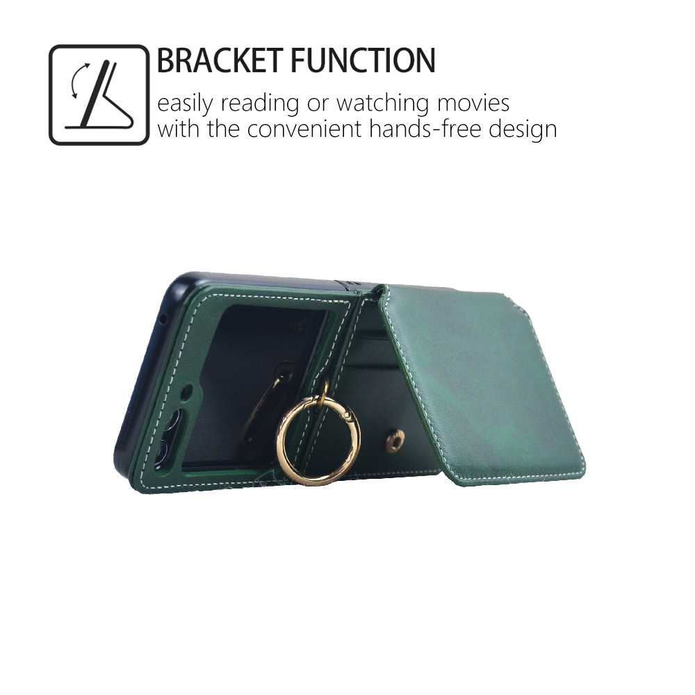 Adecuado para Samsung zflip4 Funda de cuero Tarjeta de inserción caja del teléfono Samsung zflip5 patrón de becerro plegable pantalla soporte teléfono caso
