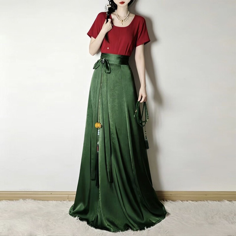 Shianji Hanfu for Women (Time) Tang-Style Tang Beizi Eight-Piece Skirt Retro Long Skirt Slimming and Versatile for Daily Wear