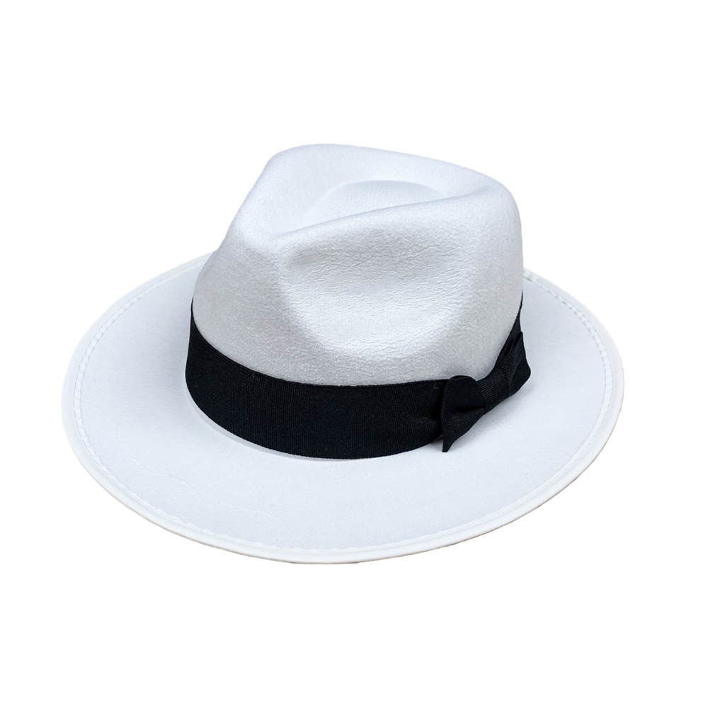 Sombrero de jazz personalizado de fábrica Sombrero de copa de color sólido de fieltro de estilo británico para hombres y mujeres Sombrero para el sol rizado para parejas