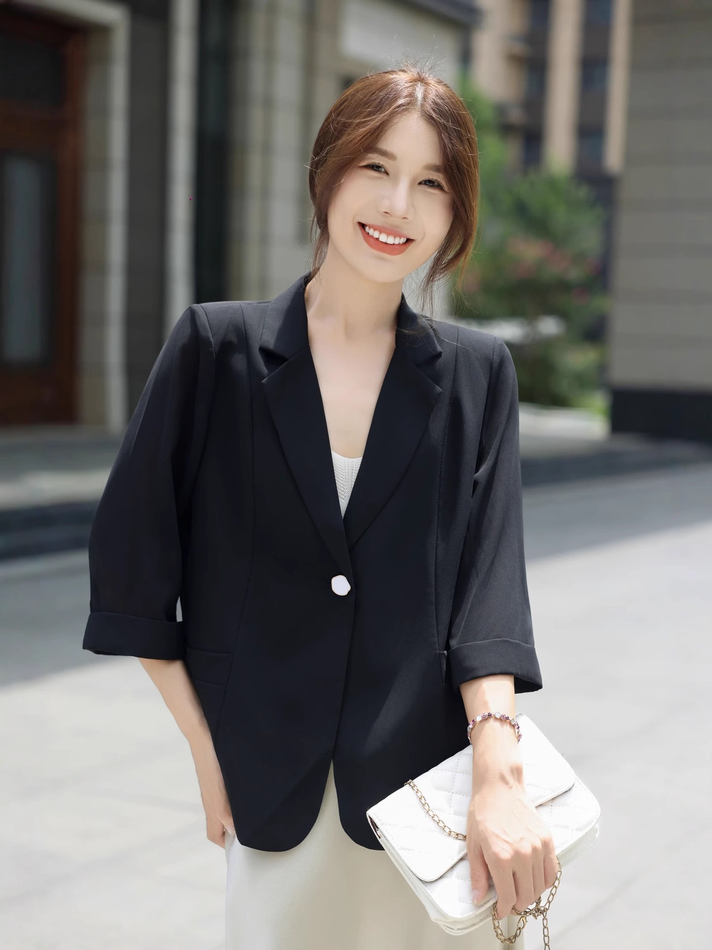 春夏季新款休闲小西装外套女显瘦七分袖职业小西服防晒上衣现货