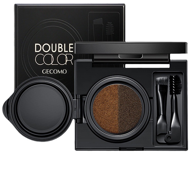 Gemeng Bi-color Air Cushion Eyebrow Dyeing Cream Bi-color Eyebrow Powder Air Cushion Eyebrow Cream Waterproof and Sweat Easy Makeup Eyebrow Pen Beauty Makeup