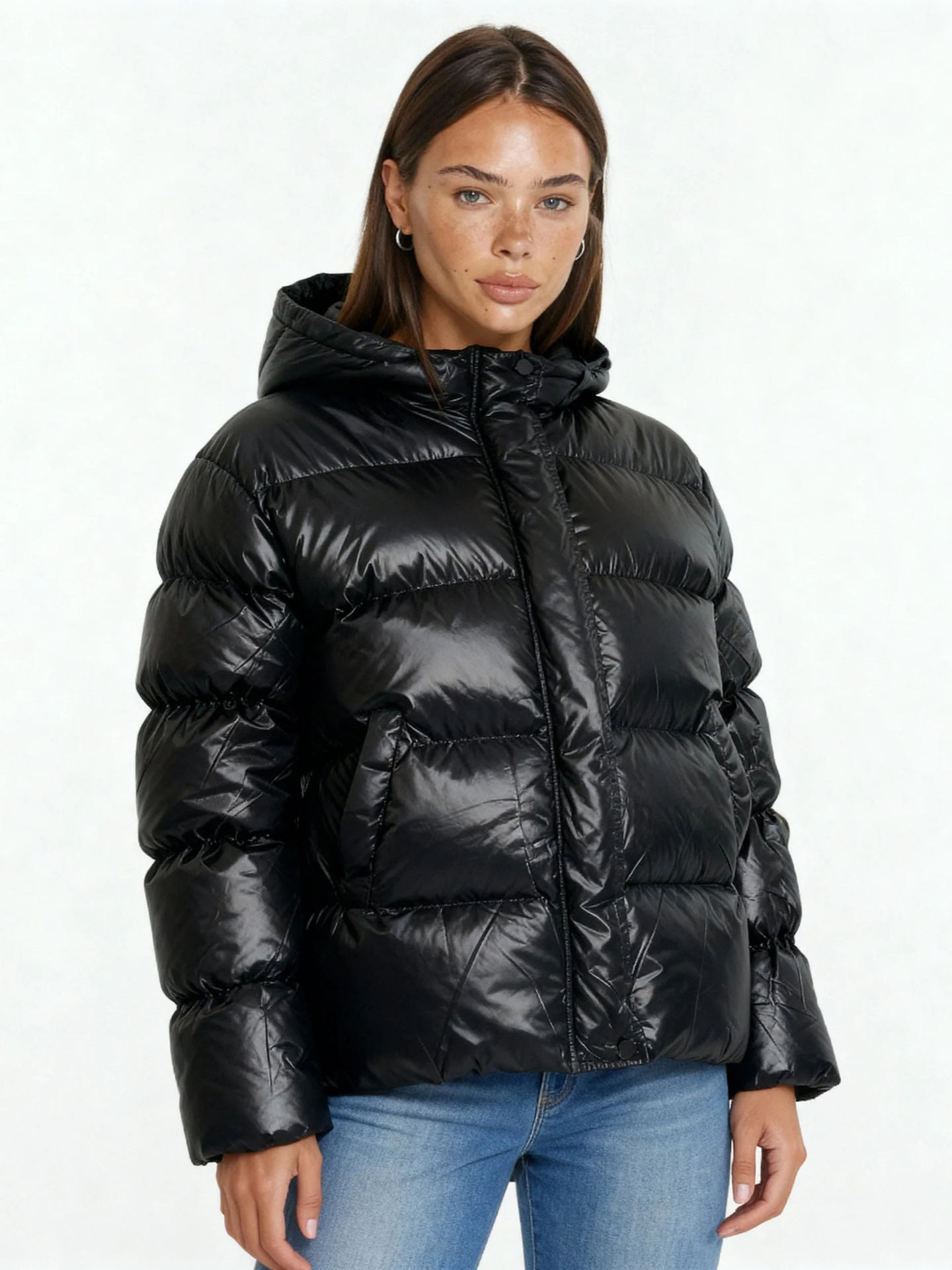 Unbranded Hooded Puffer Jacket Black