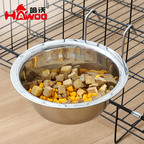 Wholesale Hawo Hangable Stainless Steel Iron Pet Bowl Hanging Pet Bowl Dog Bowl Dog Cat Dog Cage Bowl