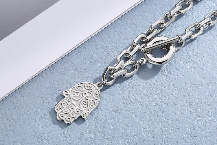 Fashion Creative Geometric Palm Stainless Steel Necklace Bracelet