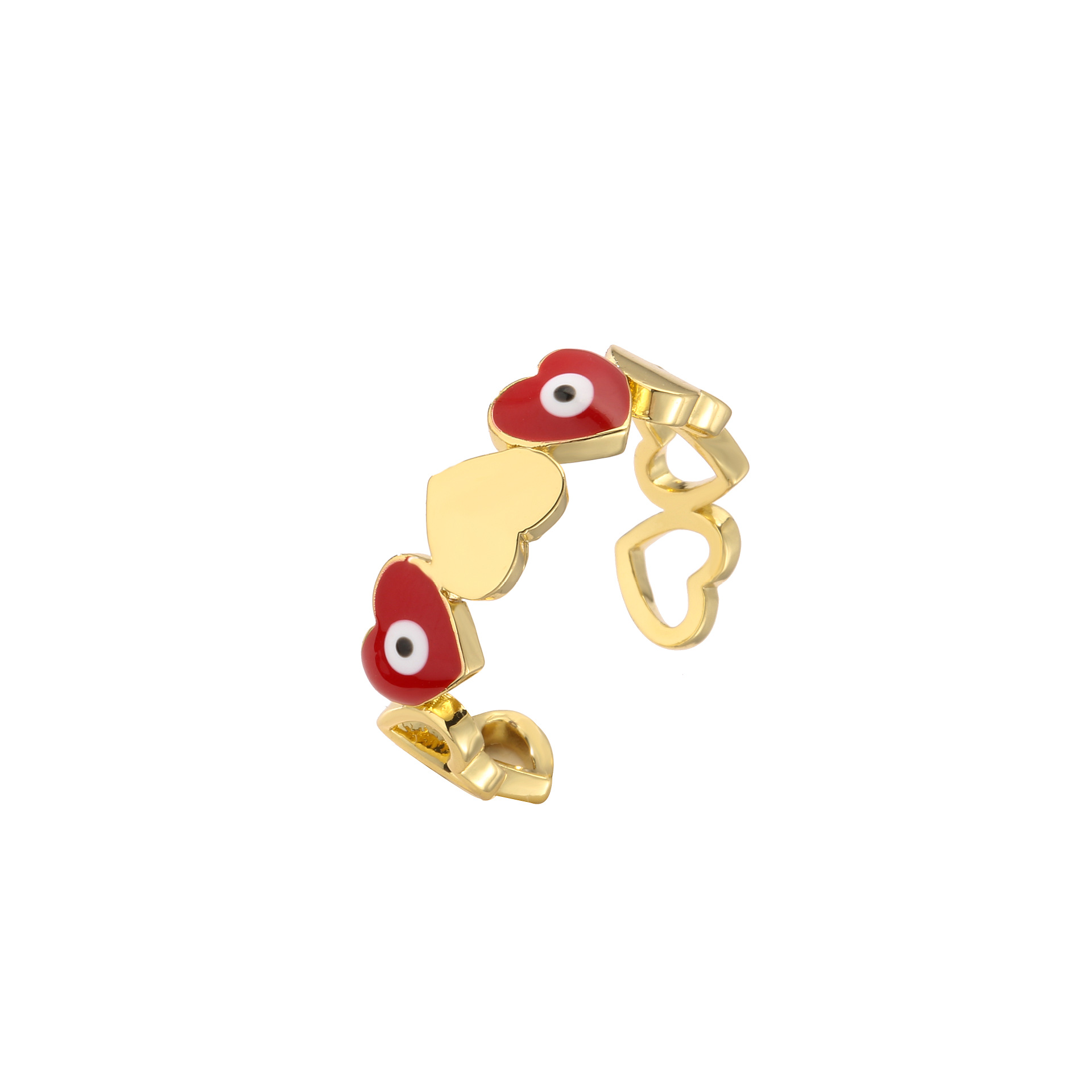 Fashion Devilu0027S Eye Heart Shape Copper Open Ring Plating Copper Rings