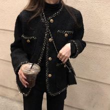 混金丝粗花呢年会小外套女秋冬新款韩版宽松显瘦上衣女潮潮流