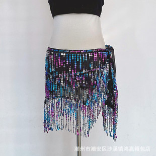 Belly dance tassel waist chain Bosimi hip towel skirt new sequined belt performance waist towel factory in stock wholesale