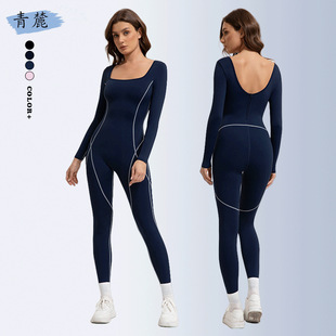 秋冬加厚连体衣修身显瘦裸感亲肤连体健身服U型美背连体瑜伽服女-阿里巴巴