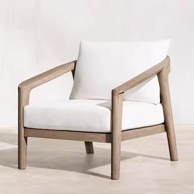 Sofá nórdico de teca al aire libre, sofá de patio al aire libre, impermeable y protector solar, sofá de ratán al aire libre, sofá de madera maciza