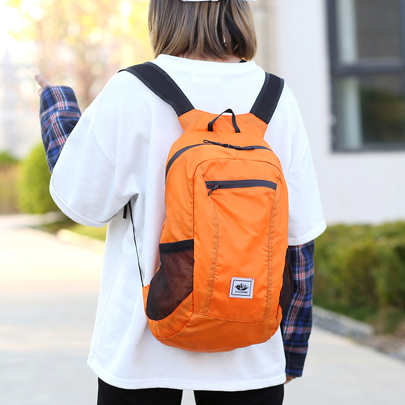 Nuevo colorido plegable bolsa al aire libre mochila impermeable ultra-ligero bolsa de piel viaje Mochila deportiva logotipo imprimible