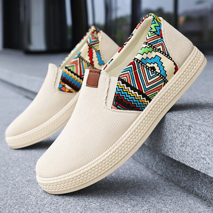 Summer Old Beijing Cloth Shoes Men's Breathable Canvas Shoes Casual Men's Single Shoes One-Legged Ethnic Style Trendy Men's Cloth Shoes