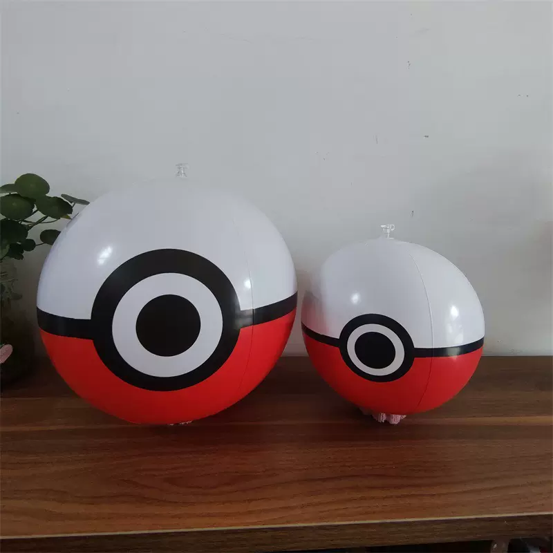 源头厂家PVC充气沙滩球大号精灵球脚踩充气口袋妖怪小精灵球现货