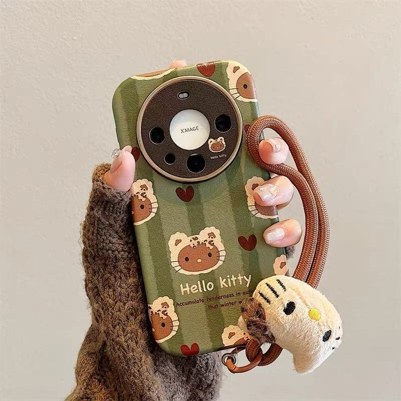 Ins verde raya kt para Huawei Pura70Pro funda para teléfono móvil 60 soporte plegable mate60Pro cordón femenino