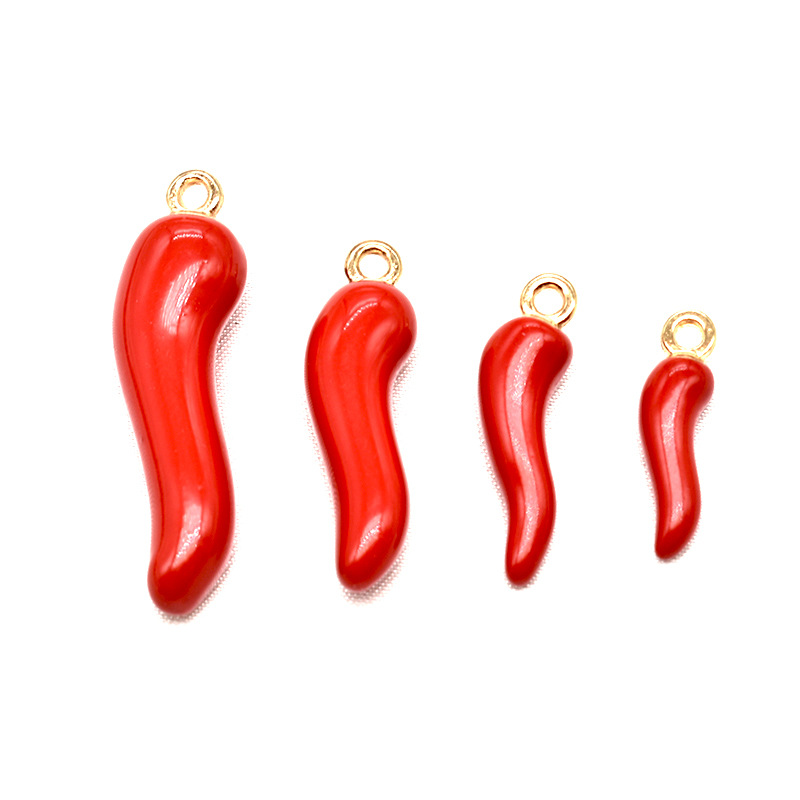 跨境外贸立体仿真合金滴油红色小辣椒吊坠耳环饰饰品配件项链挂件