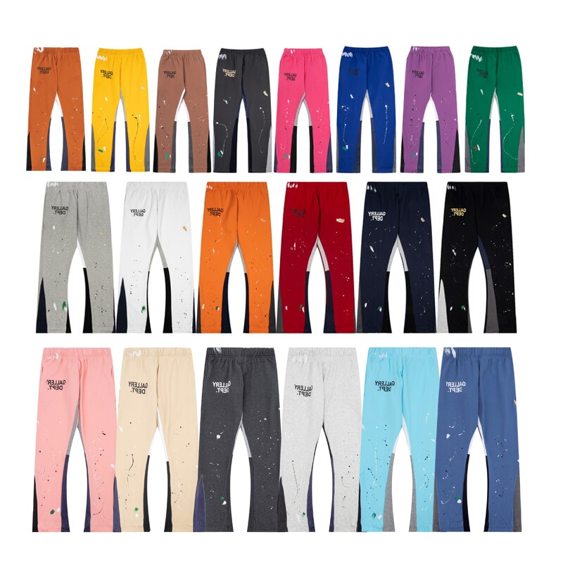 High-Quality Gallery Dept Classic Hand-Painted Splash Graffiti Print Splicing Pure Cotton Sweatpants Men's Casual Pants