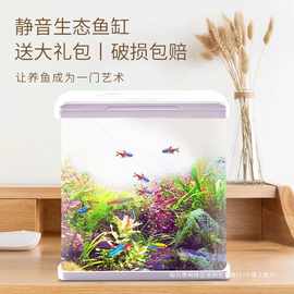 客厅家用懒人鱼缸免换水中小型迷你带氧气创意造景网红玻璃水族箱