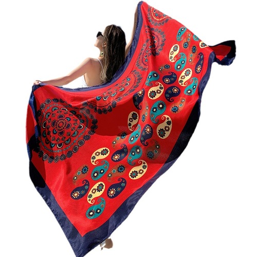 Thickened Twill Cotton Printed Ethnic Style Scarf Air Conditioning Warmth Ladies Variety Anti-sunshade Shawl Silk Scarf