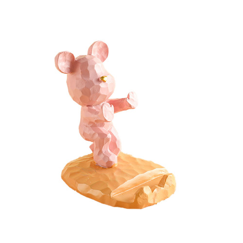 Dropshipping Cute Violent Bear Tablet Phone Holder Resin Crafts Desktop Decoration Small Ornament Gift