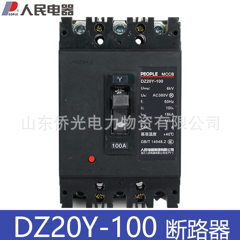 人民电器DZ20Y-100塑料外壳式断路器空气开关100A DZ20Y-225