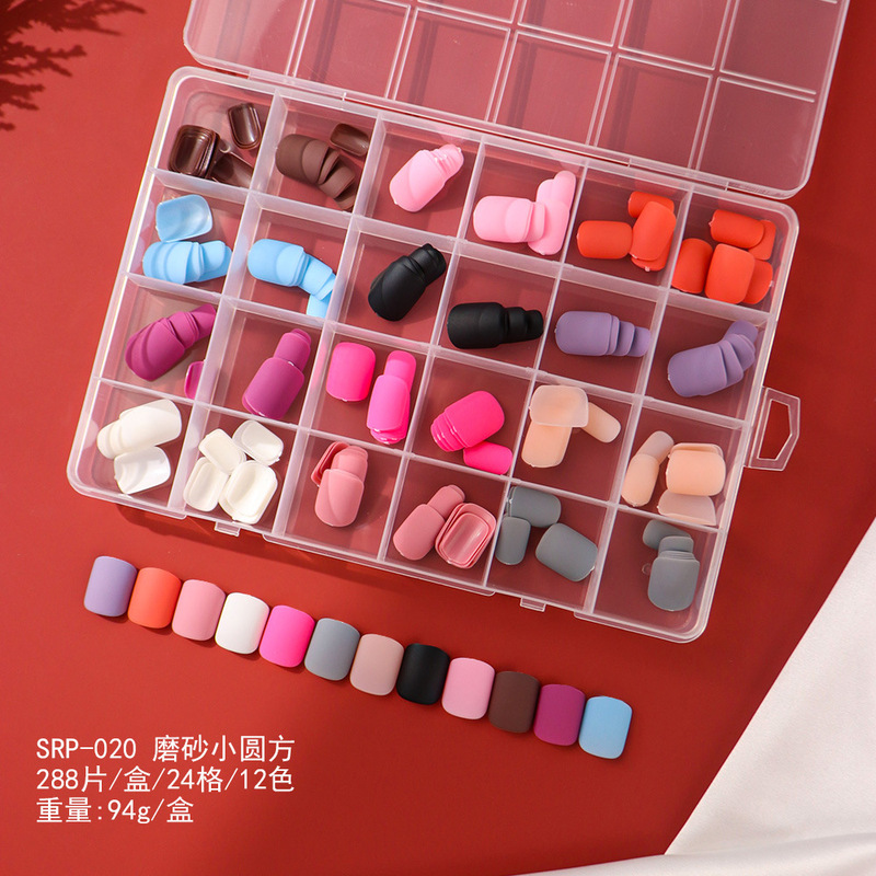 24-Piece Cross-Border Autumn and Winter New Style Maillard Solid Color Matte Wearable Nail Tips, Toenail Nail Art, False Nail Stickers