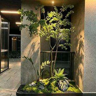 仿真绿植马醉木栀子树造景组合室内假树橱窗高端仿生假树简约景观
