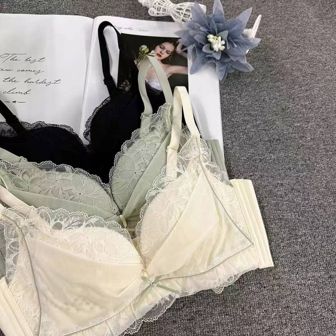 Nuevo sujetador de encaje de moda Jacquard transpirable ajustable confortable anti-caída reunido tres botones lotes de ropa interior image 3