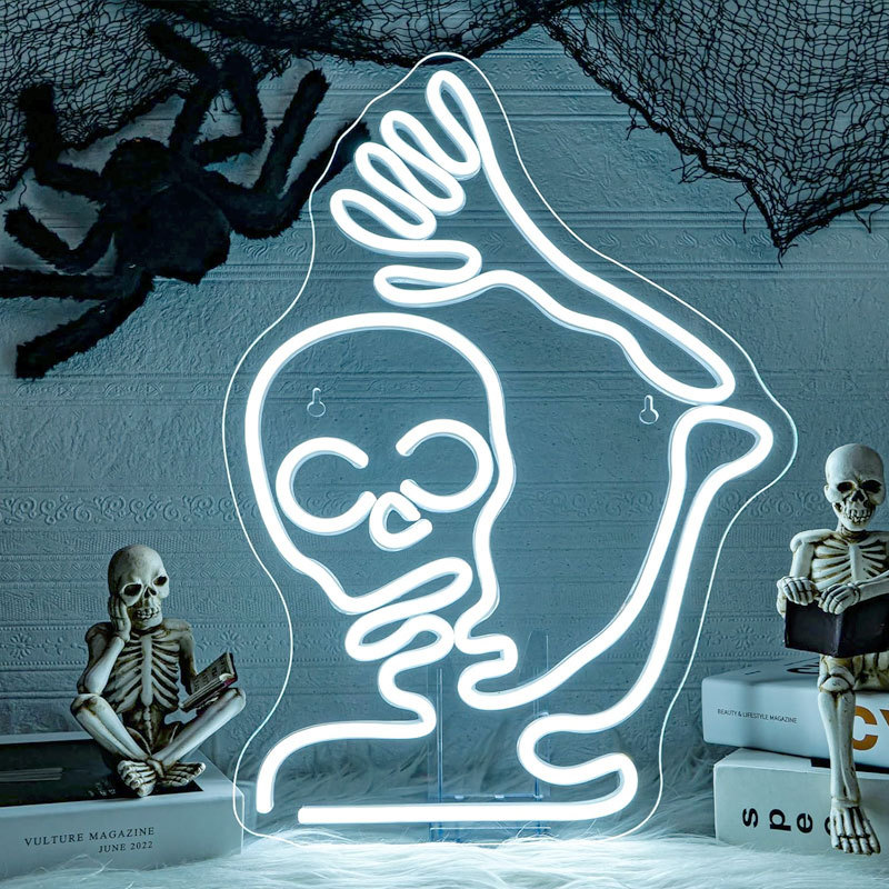 Skull neon sign, Halloween decorative neon sign, wall-mounted skull Halloween LED light