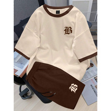 F 15402 Color Block Trendy Crew Neck Tee ײɫƴ�ӳ���Բ���