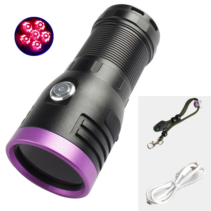 Lámpara de luz de luces UV espejo negro 6 perlas tipo lámpara violeta carga de identificación de detección de linterna ultravioleta fluorescente escorpión