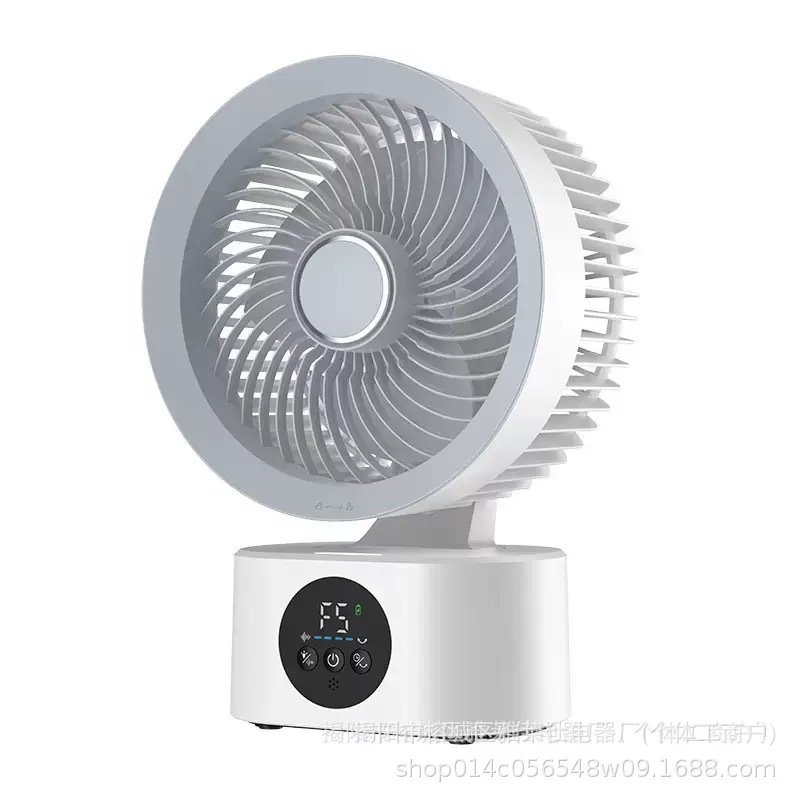 [Amazon Hot Sale] ventilador de escritorio al aire libre circulación de gran viento para el hogar visualización digital ventilador triángulo de doble propósito