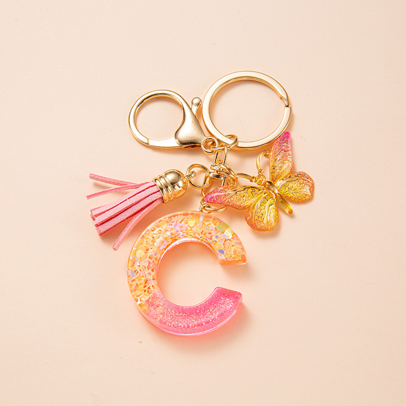 24g Weight Bag Pendant, Keychain Classification 1 Piece Quantity Holiday, Daily Occasion Resin Material Letter, Butterfly Pattern Unisex Gender Elegant, Commute Style Elegant Commute Letter Butterfly Resin Unisex Bag Pendant Keychain 2