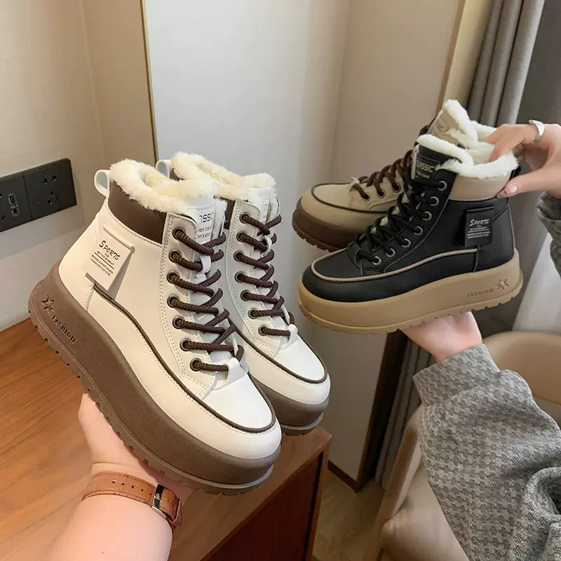 2025冬季新款ins韩版高帮加绒马丁靴女学生厚底休闲鞋保暖KT2811
