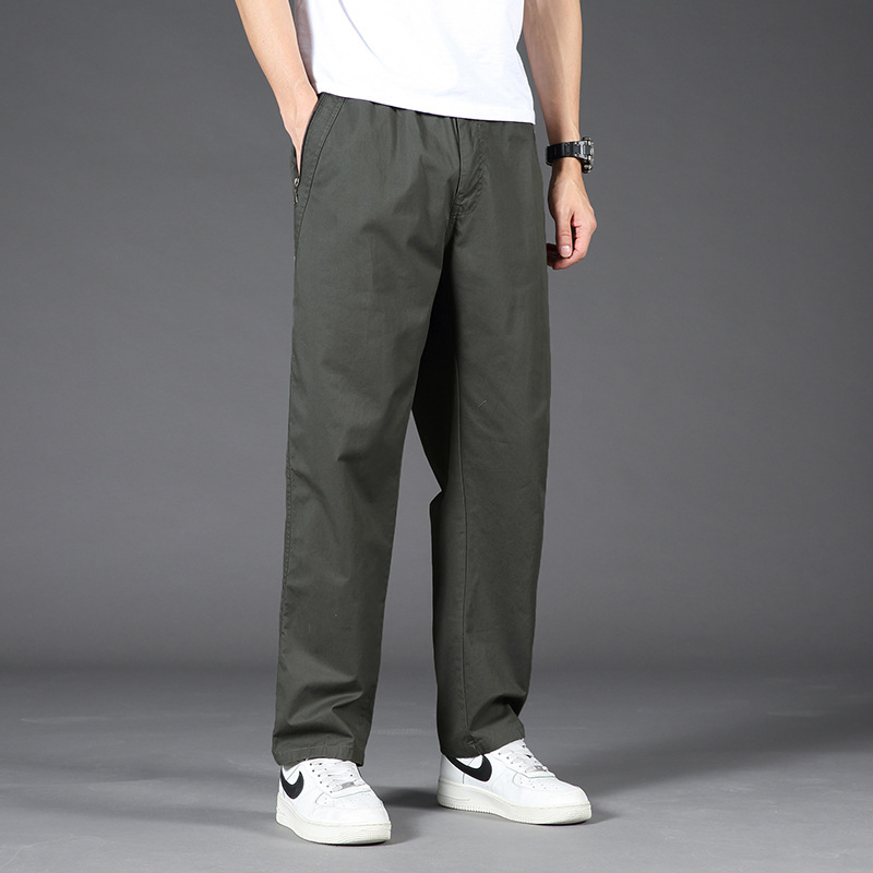Cotton Casual Pants Men's Thin Spring and Autumn Men's Korean Style Casual Youth Personality All-match Trendy Straight Pants Trousers