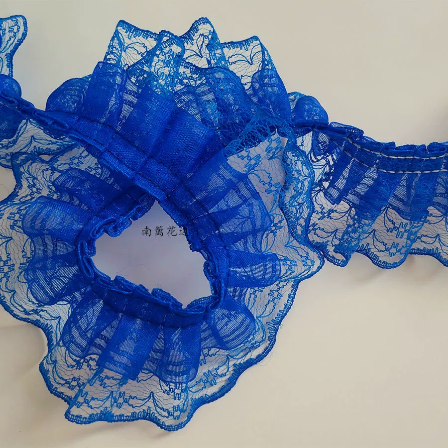 Dual‑layer ruffled lace trim, 4.5 cm wide, decorative sewing ribbon