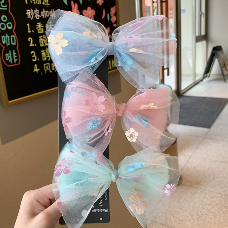 兒童發飾甜美櫻花蝴蝶結發夾子春夏公主時尚發卡女孩頭飾diy材料