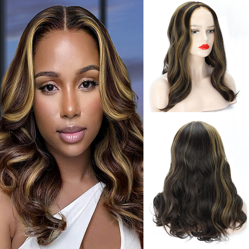 Cross-Border European and American Wigs for Women, 4*4 Lace Front Wig, Piano Color Long Curly Hair, Glueless Cap, Glues Wigs