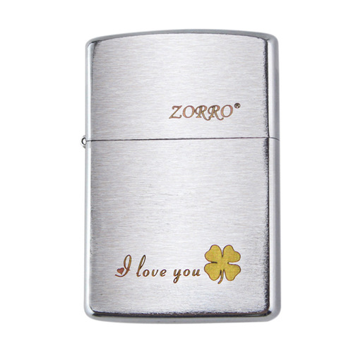 ZORRO Zorro 200L Wire-Drawn Kerosene Lighter, Engraved Clover Design – Wenzhou Blind Box Manufacturer Wholesale