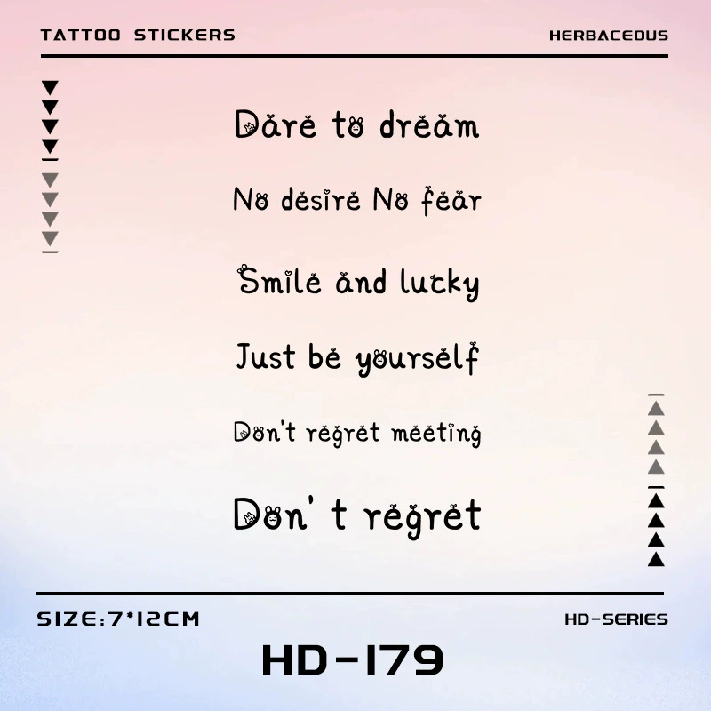 XM&XP Dare to Dream травяные тату-наклейки на английском, водонепроницаемые, для женщин, длительное полуперманентное нанесение, имитация на руку и ключицу